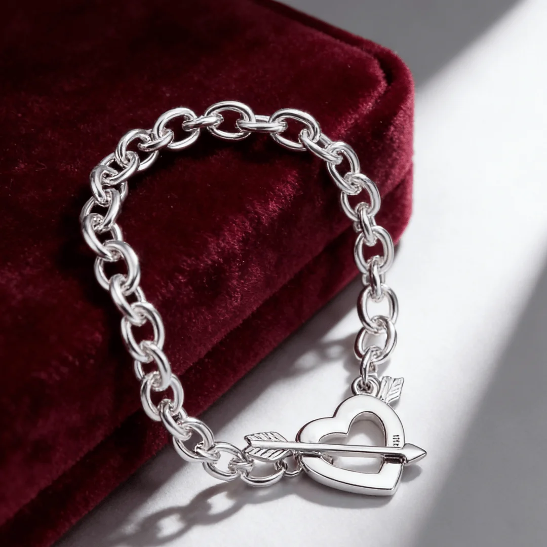 Hot fine Street fashion 925 sterling silver Unique arrow heart Bracelets for women Best friend Wedding party Jewelry Couple gift