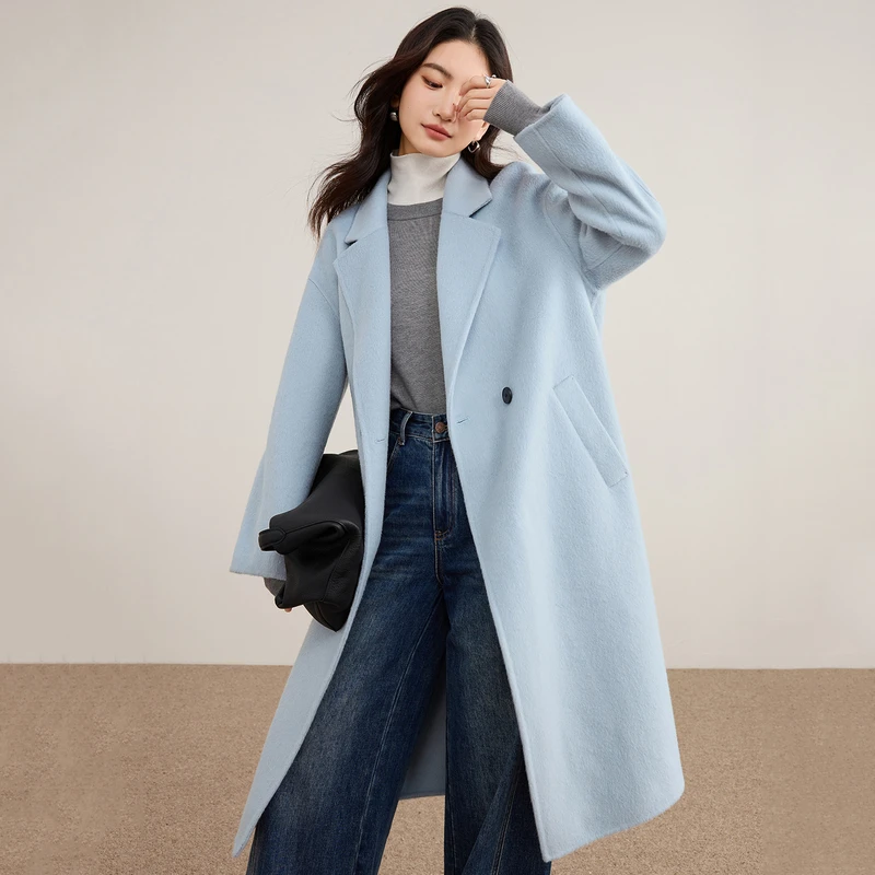 SENTUBILA Women's 100% Wool Double-Faced Coat Winter 2026 Suit