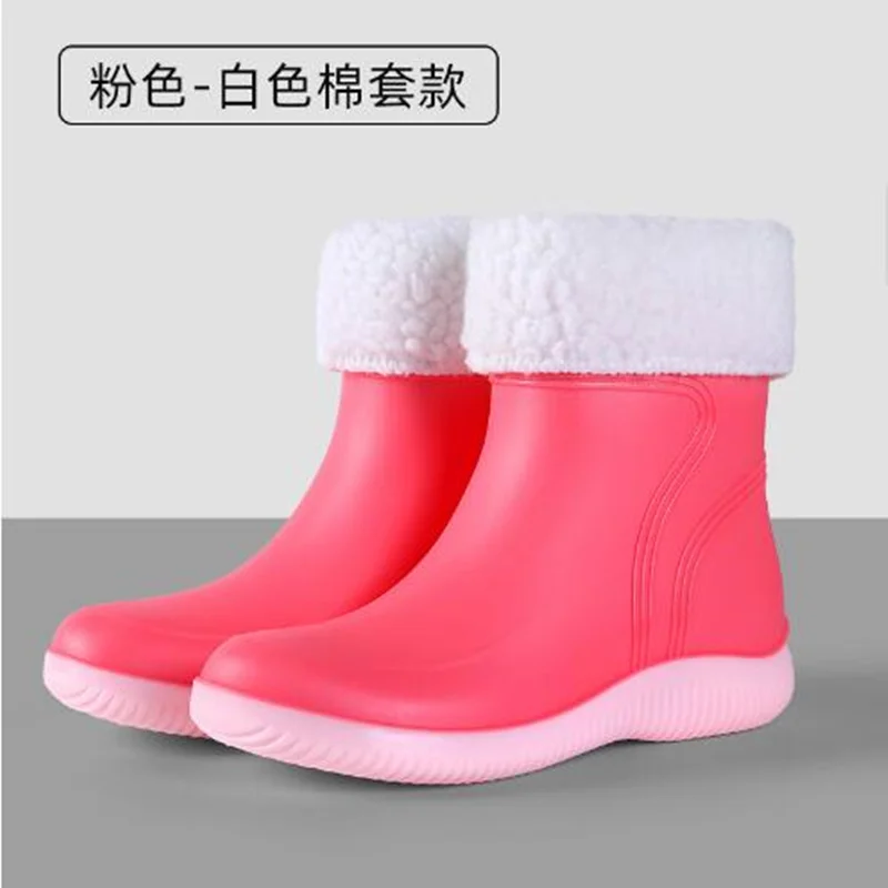 

Unisex New Women Thick-Soled Rubber Waterproof Non-Slip Rain Boots Round Toe Heightened PVC Work Boots Women's Rain Boots 36-45