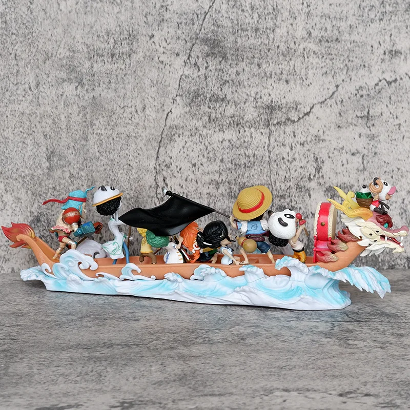 36 cm Bandai ONE PIECE figurka anime GK kapelusz słomkowy grupa łódź smoka pełny zestaw Luffy Sauron Sanji Chopper, model ozdoba prezent pvc