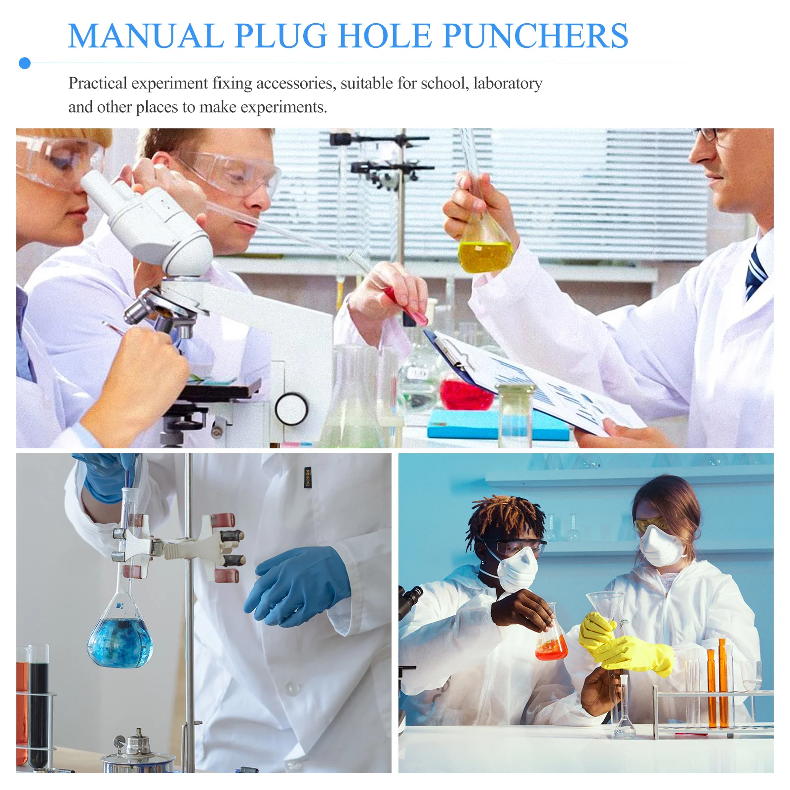 

4Pcs Rubber Stopper Hole Punchers Steel Manual Plug Perforator Laboratory Experiment Tool Durable Safe Compact