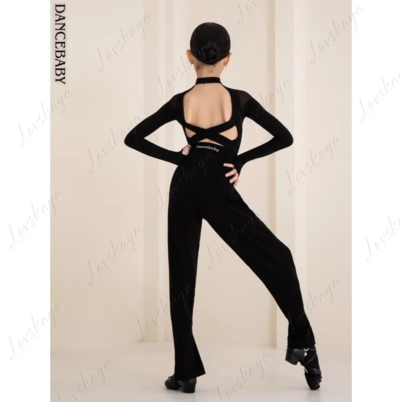 زي الرقص اللاتيني ذو الطراز الجديد - خاص لملابس الفتيات. قمة الرقص الوطنية القياسية للأطفال. ملابس ممارسة الأطفال.