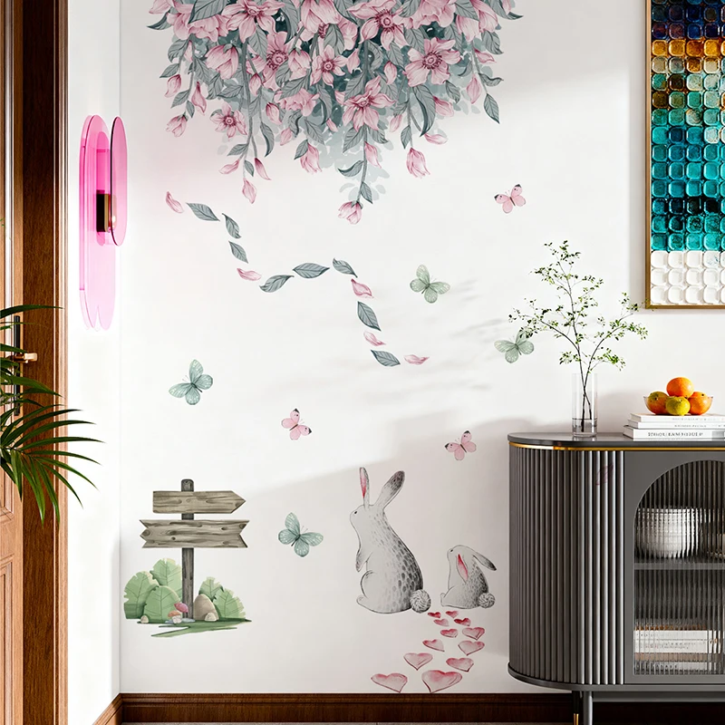 Pink Flower Green Leaves Cute  - огляд і ціна Baby Nursery Green