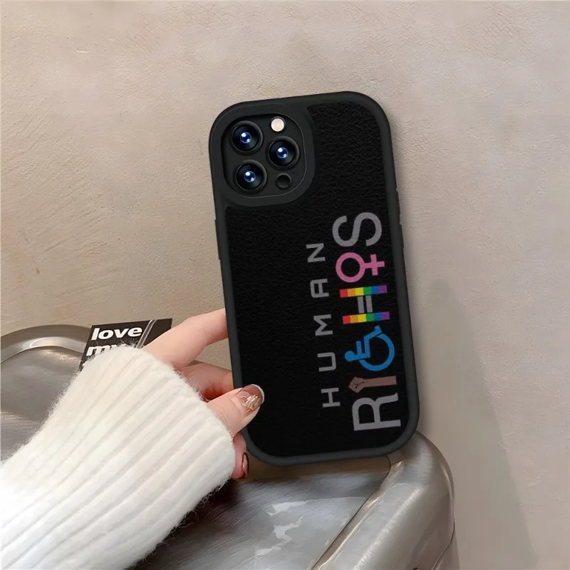 Equality Rainbow Pride Phone Case Black For IPhone 11 14 13 12 Pro Max Mini Xs X Xr 7 8 Plus SE2020 Leather Texture Coque