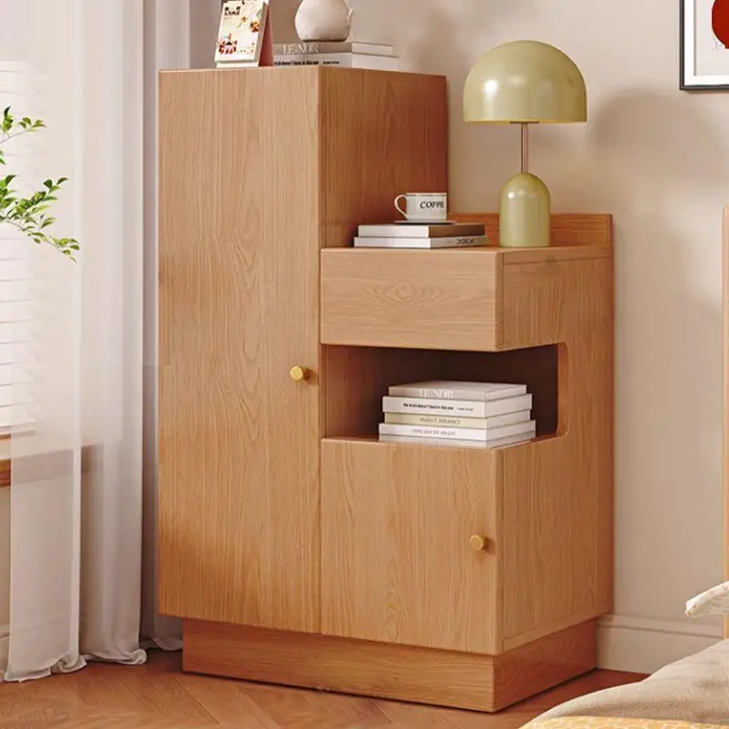 Solid wood bedside table Household bedroom locker Modern simple multi-functional storage cabinet