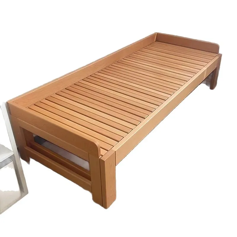 Retractable bed frame Solid wood push-pull folding Beech single bed Double Splicing dual-purpose