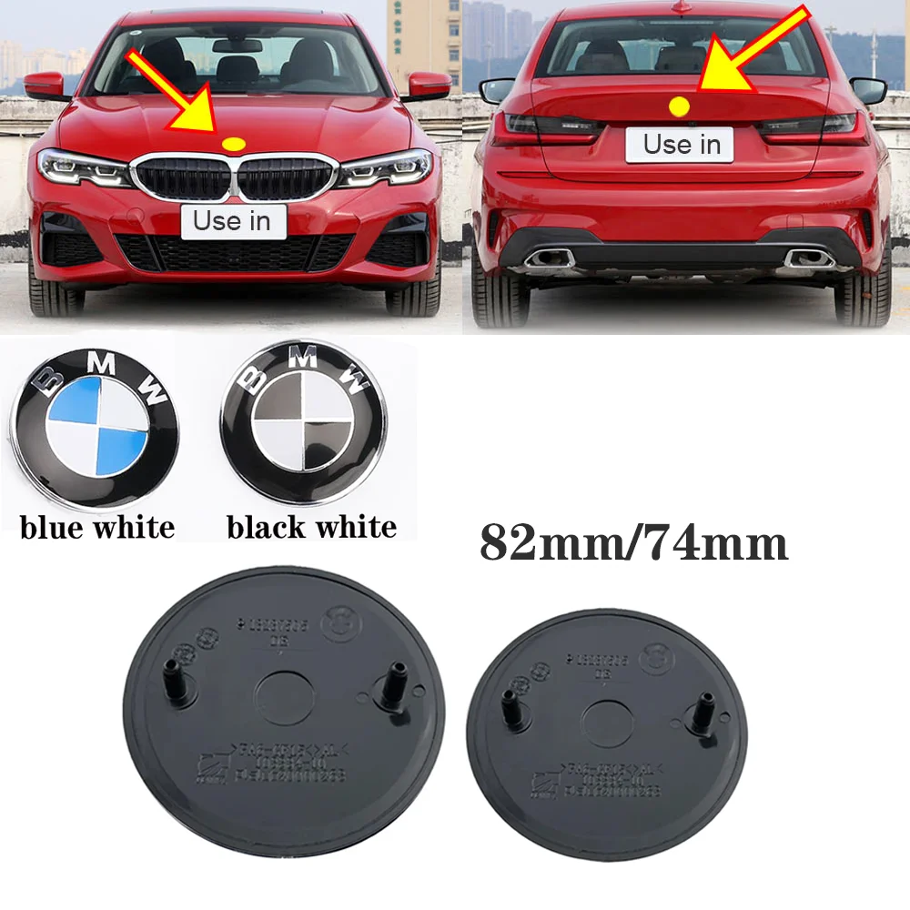 2 шт. 74 мм 82 мм эмблема автомобиля логотип задний багажник значок для BMW E46 E39 E87 E90 E28 E53 E30 E60 E34 E36 E61 E62 E70 E91 E92