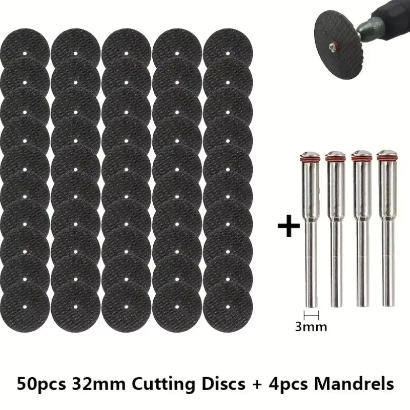 Discos de Corte Abrasivos de 32 mm con Mandriles: Muelas Abrasivas para Accesorios y Herramientas Rotatorias de Corte de Metal, Hoja de Sierra