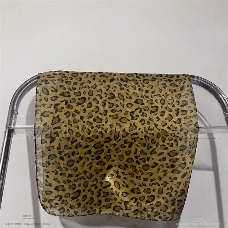 المرأة الرجعية الربيع/الصيف ليوبارد طباعة وشاح مربع صغير المألوف الهيب هوب شارع الرقص الحجاب ، حقيبة الديكور وشاح