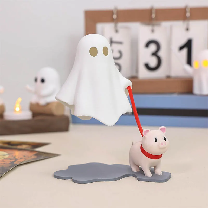 3D-gedrucktes Modell eines Geistes mit Hunde-, Katzen- oder Schweinefigur, lustige, niedliche Geisterstatue als Spielzeug, Heimdekoration, entzückendes Geister-Weihnachtsgeschenk. – Detail 10