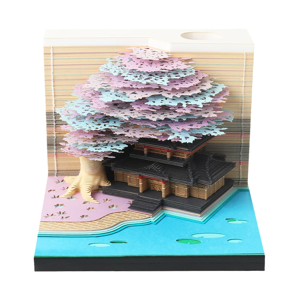 3D Desk Calendar 2025 Time Piece Calendar Decorative Tear-Away 3D Paper Art Notepad Paper Carving Calendar for House Gift