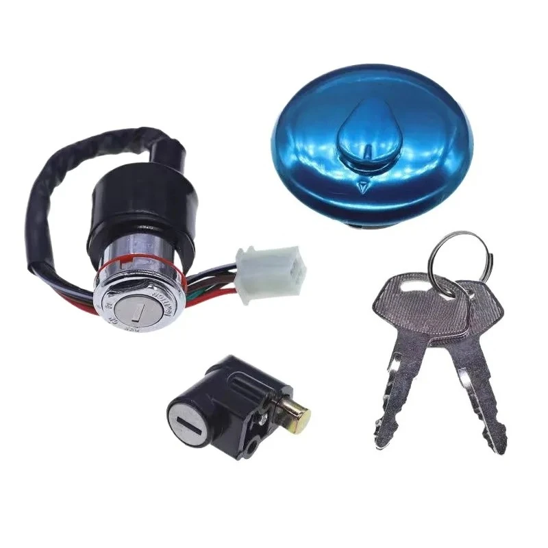 Motorcycle Ignition Switch Set Lock Compatible with Haojue GN125 HJ125 Electric Door Fuel Tank Cap Faucet 6 Wire 4 Wire