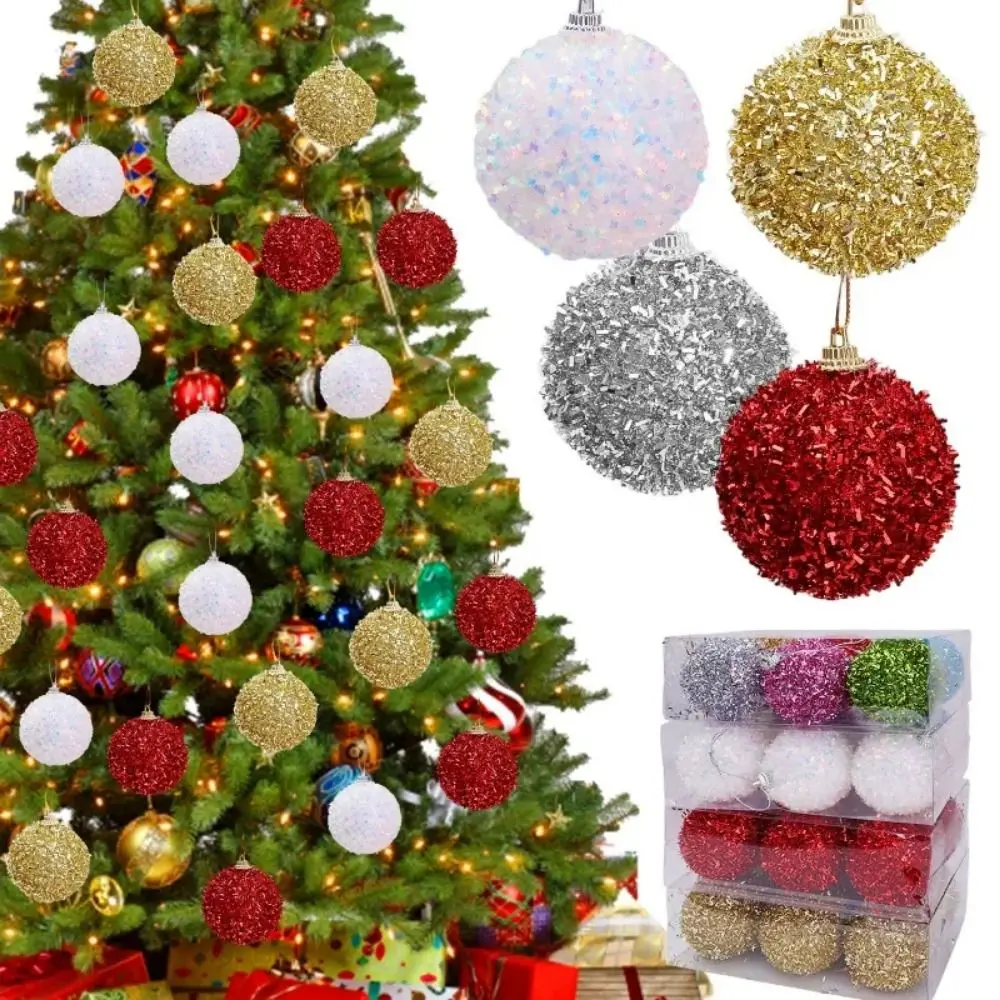 

6Pcs/Set Creative Christmas Decoration Pendant Shiny Solid Color Christmas Tree Decoration Elegant Shatterproof