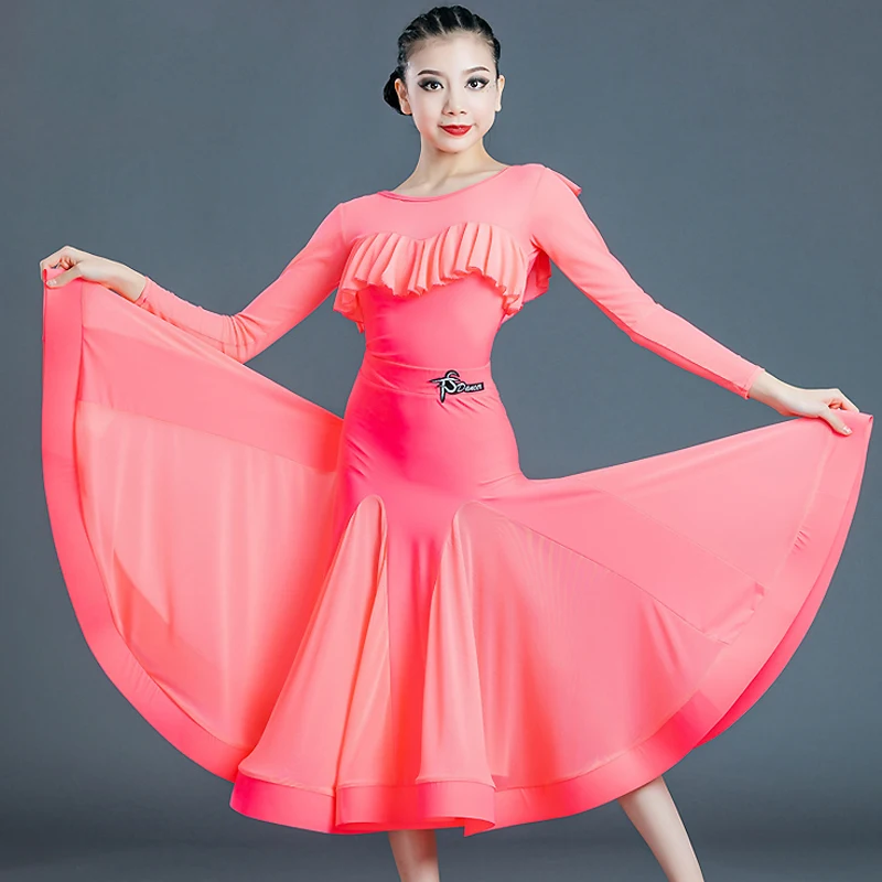 Novos vestidos de competição de dança de salão para meninas vestido de salão padrão senhoras valsa flamenco palco desempenho wear dn11211