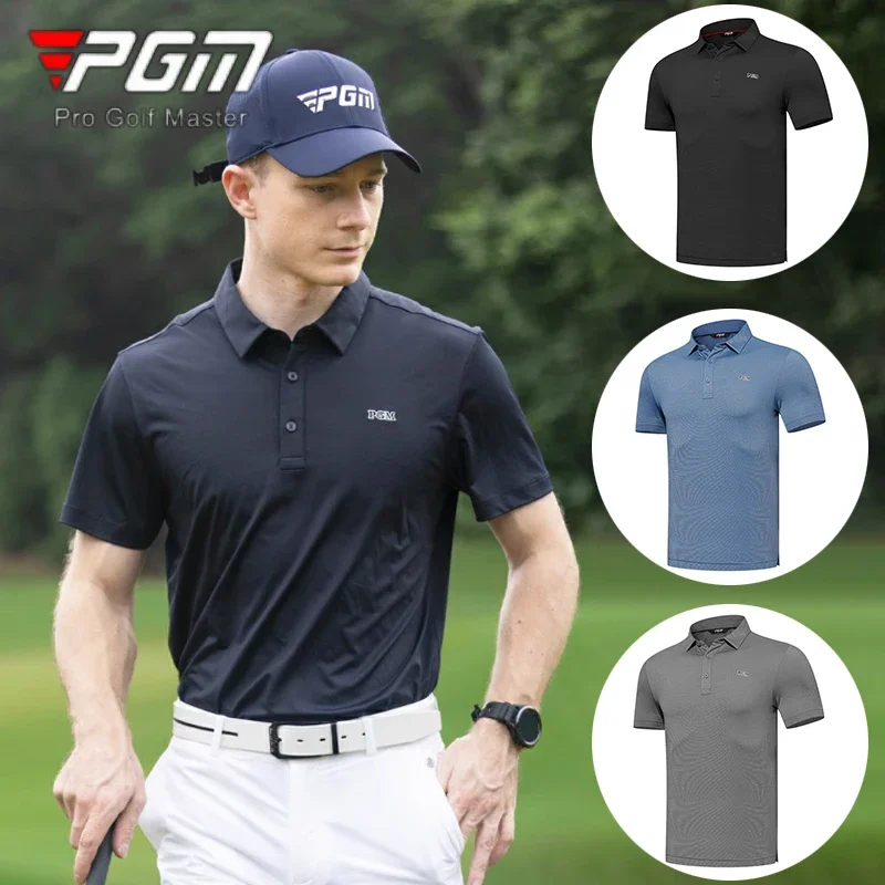 PGM Men Fast Dry Golf T-shirt Male Anti-sweat Short Sleeve Sports Tops Men Breathable Polo Shirt High Quality Business Clothing