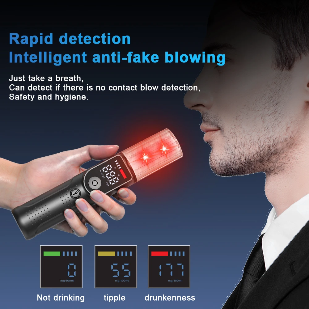 Customized new breathalyzer voice broadcast portable highlight non-contact LED display alcohol tester with semiconductor sensor