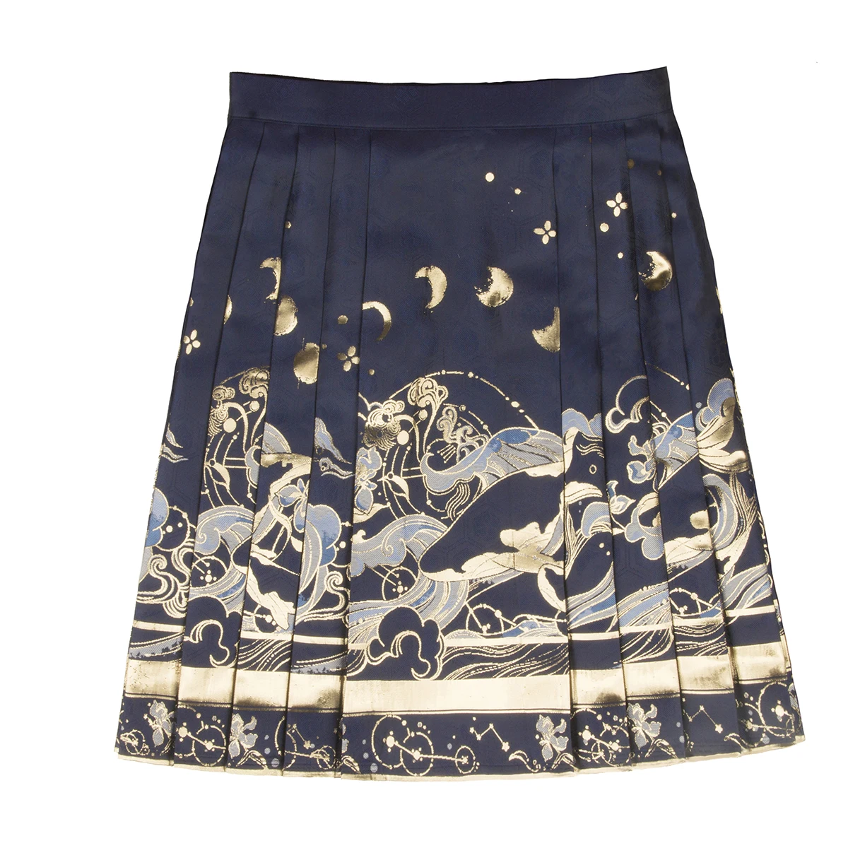 Chinese traditional hanfu clothing vintage JK suit printing folk dance Skirt gold stamping improved hanfu Horse face short skirt