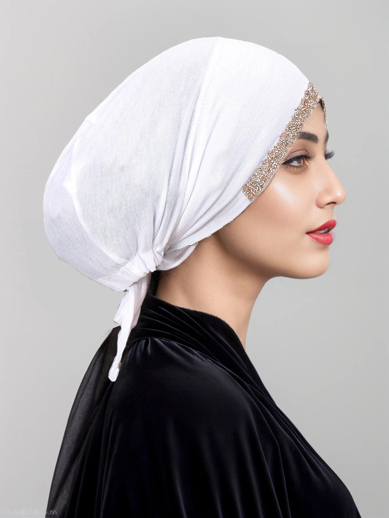 Tampão Hijab de algodão mercerizado interno para mulheres muçulmanas, lenço elástico, gorro ajustável, chapéu monocromático, broca quente, mais novo, 27x19cm