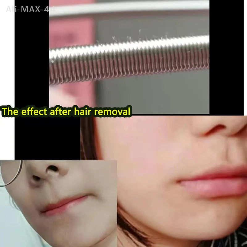 ماكينة إزالة شعر الوجه الصغيرة المحمولة باليد للنساء، مزيل ربيعي آمن لإزالة ريش الوجه