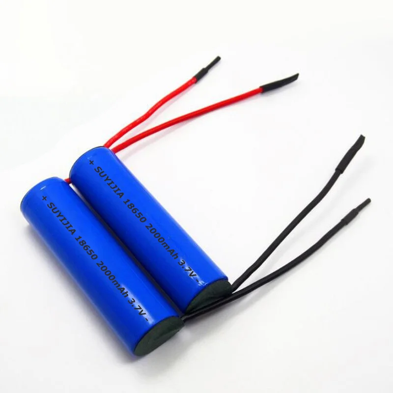 100% Original 18650 rechargeable 2000mAh 3.7v for corn lamp battery electric toothbrush lithium battery + DIY cable assembly