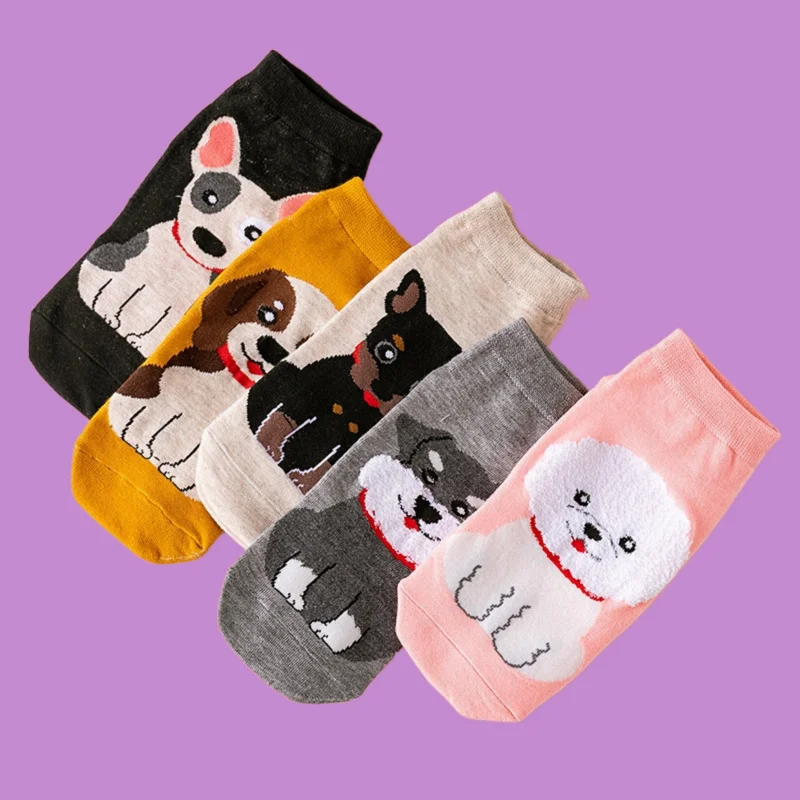 5/10 Pairs 2024 New Women Sweet And Cute Animal Cotton Socks Middle-tube Socks Comfortable Breathable College Style Socks