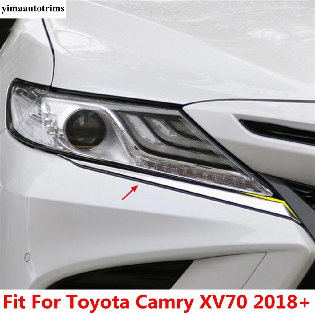 

Front Head Lights Lamps Eyelid Eyebrow Strip Decoration Cover Trim For Toyota Camry XV70 2018 - 2021 Chrome Accessories Exterior