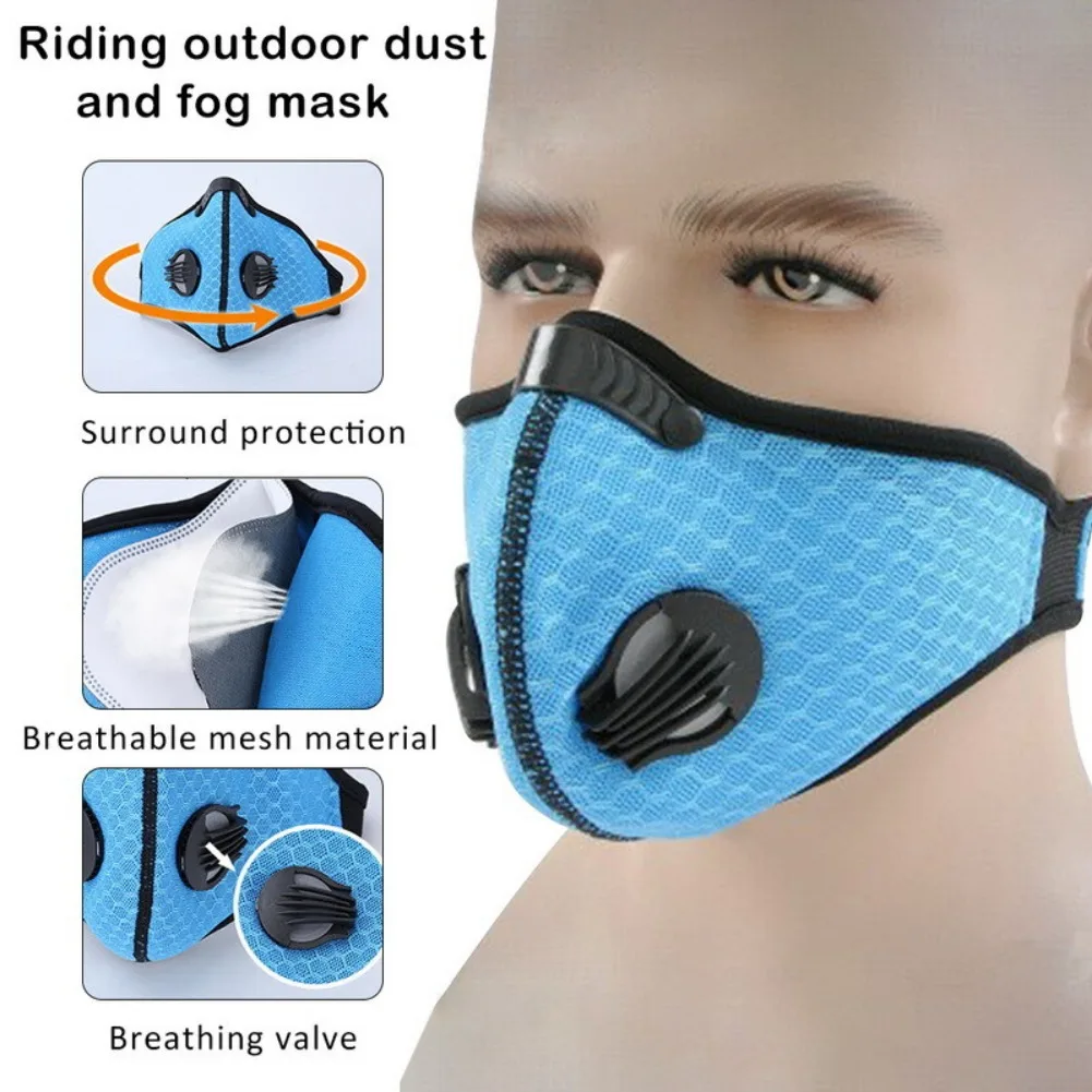 Ciclismo dobrável capa facial respirando máscara facial esporte ao ar livre anti-poluição pm2.5 boca capa filtro máscaras de segurança reutilizáveis lavável