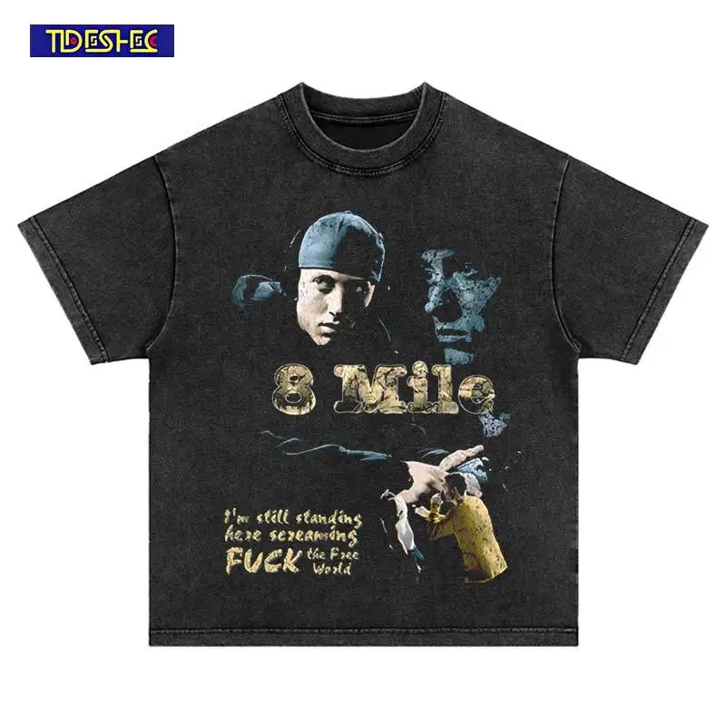 

Винтажная футболка с портретным принтом в стиле Харадзюку, трендовая модная футболка в стиле хип-хоп, уличная одежда, хлопковая футболка большого размера для отдыха с коротким рукавом