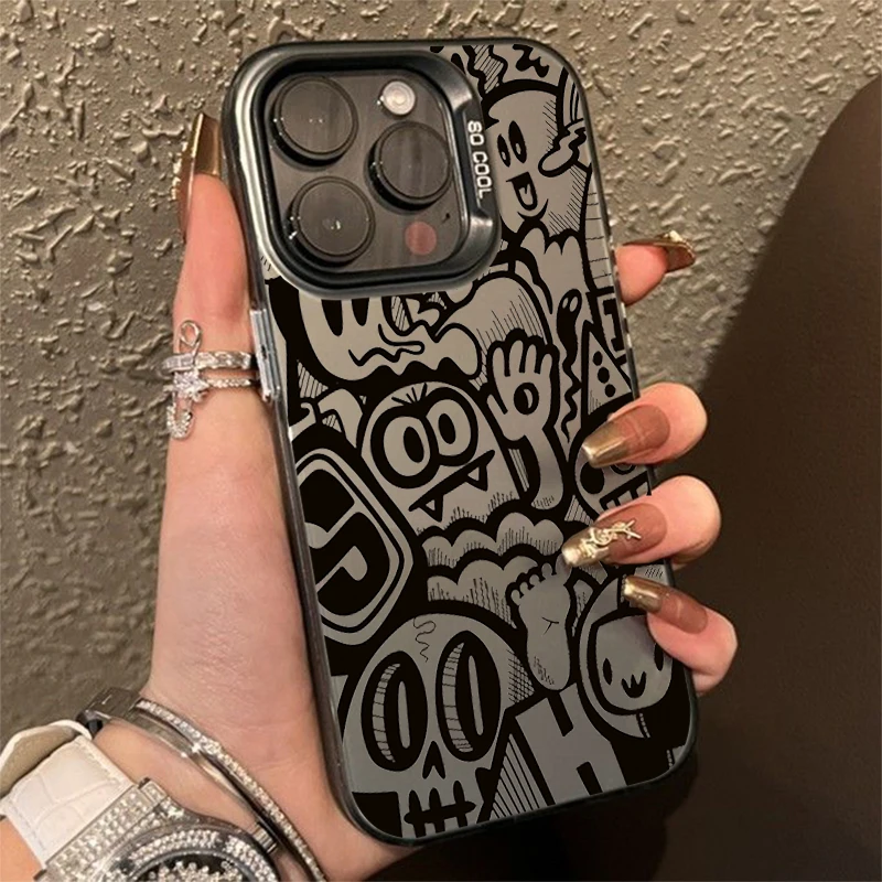 Ghost Face Graffiti Electroplate IMD Case For Samsung Galaxy A06 A16 A23 A26 A34 A36 A55 A56 S25 S24 S23 S22 Ultra Plus FE Cover