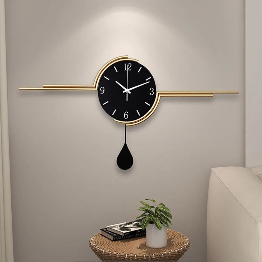 

Elegant Home Wall Clock Decoration Quartz Round Classic Living Room Wall Clock Pieces Gift Gold Black Designer Saat Home Decor