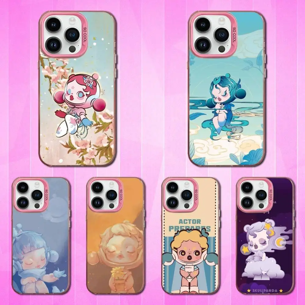 

Cute S-SkullPanda Hot Phone Case For iPhone 16,15,14,13,12,11,Mini,Pro,SE,MAX Pink Matte Silicone Cover