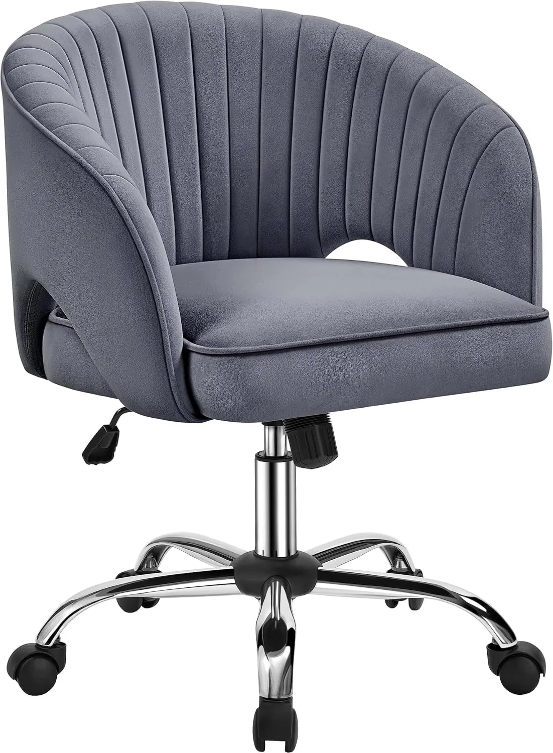 

Home Office Chair Velvet Desk Chair, Upholstered Modern Swivel Chair with Tufted Barrel Back, Rolling Wheels for Office