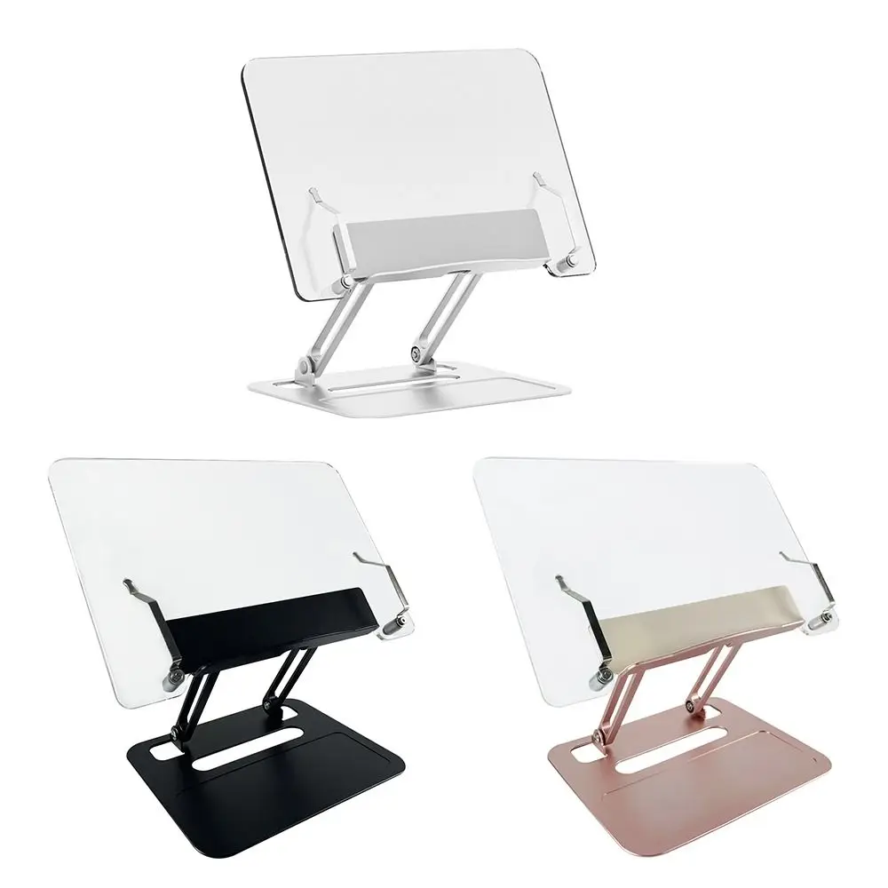 Extendable Reading Stand Foldable Aluminum Alloy Adjustable Book Stand Acrylic Transparent Universal Desktop Tablet Stand