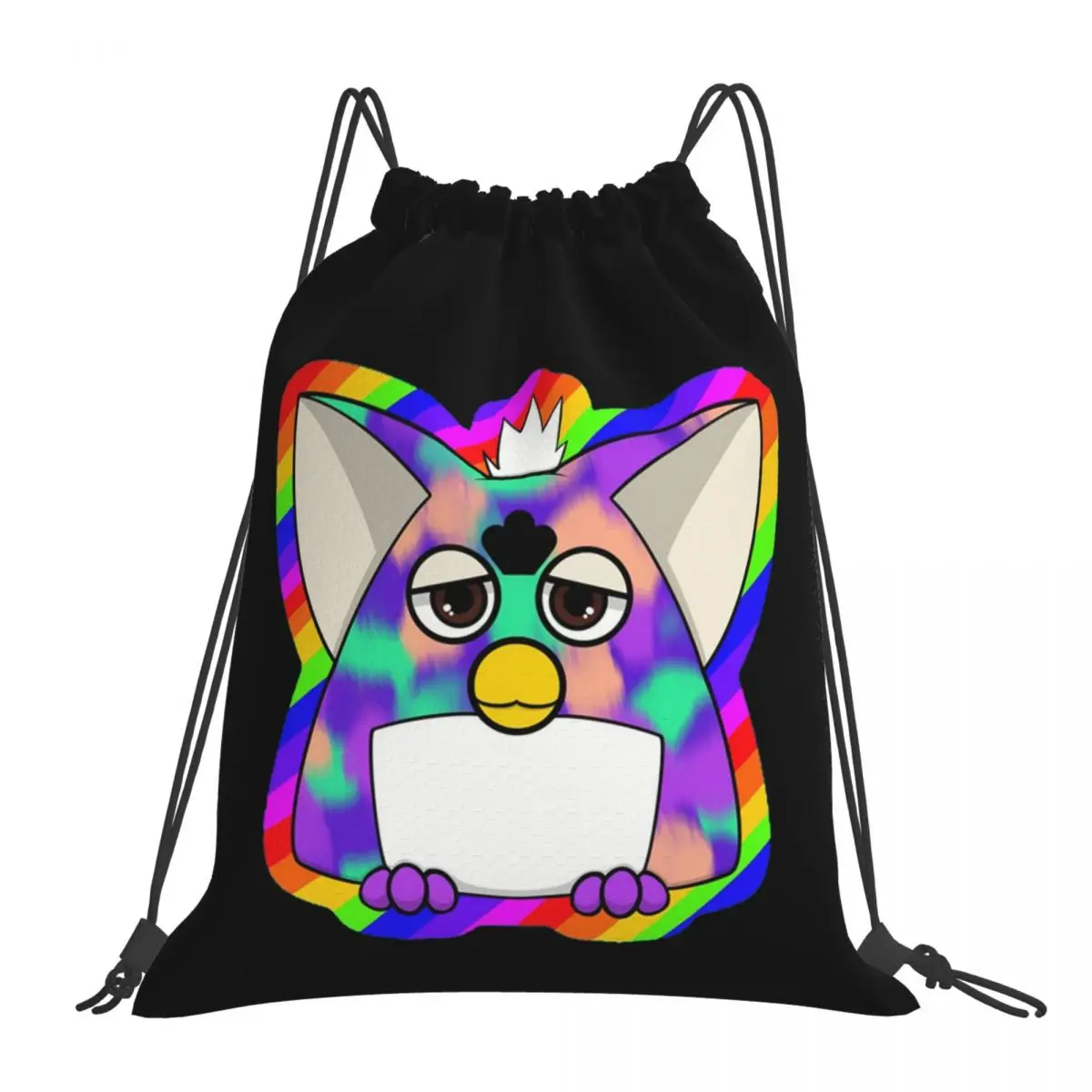 Gay Tye Dye Furby Relaxed Fit Backpacks Multi-function Portable Drawstring Bags Shoes Bag Book Bags For Man Woman School