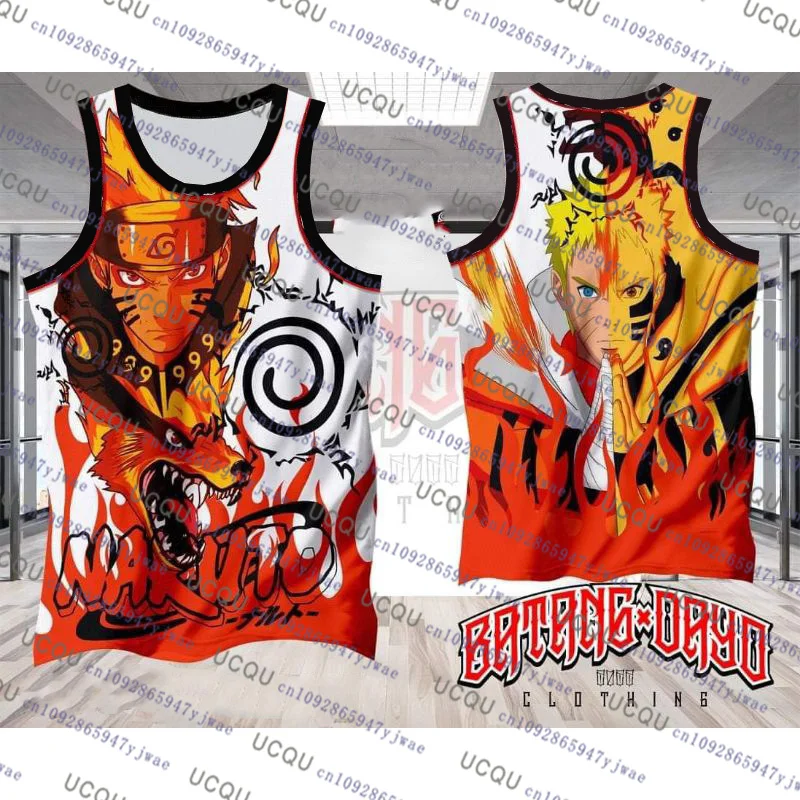 

Japanese Anime Naruto Jersey Sleeveless Cosplay Tee Oversize Casual Loose Sport Outdoor Fitness Breathable Basketball Vest
