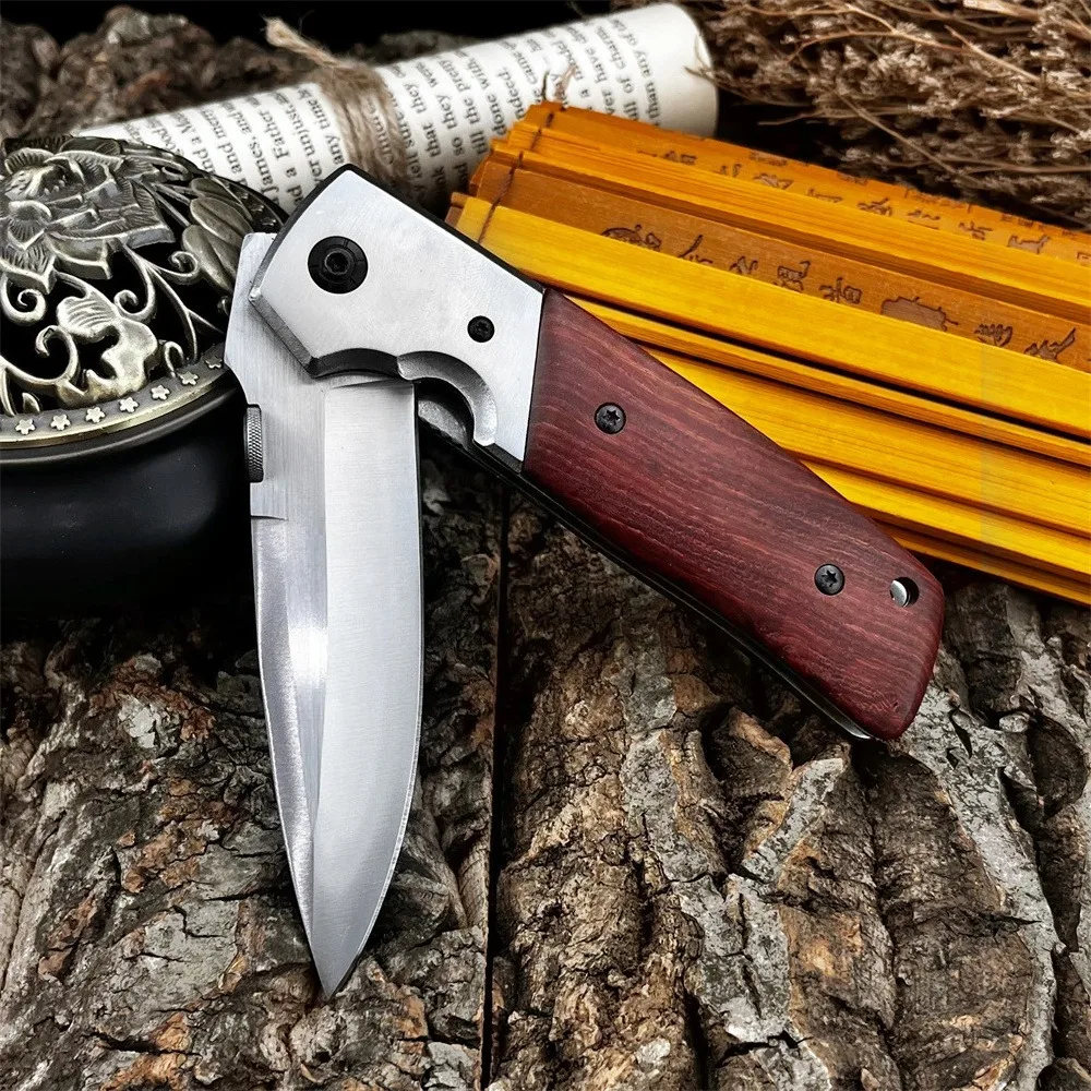 

Верхний складной уличный нож 5Cr13Mov, лезвие 420 + цветная деревянная ручка с карманным зажимом, EDC, инструмент для самообороны в джунглях, пешего туризма, кемпинга
