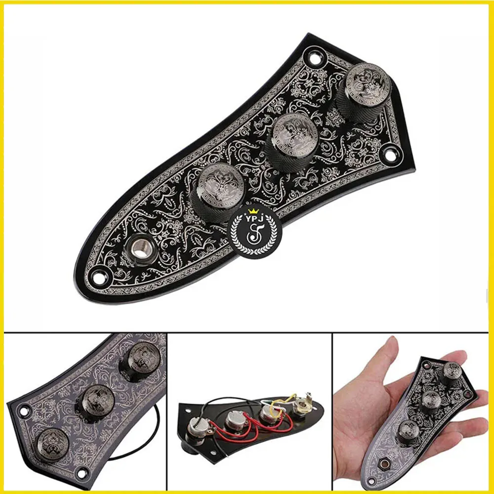 1 SET For Fenderr JB Jazz Bass Guitar Control Plate Fully Loaded Wired Switch Engraved Guitars accessories Parts