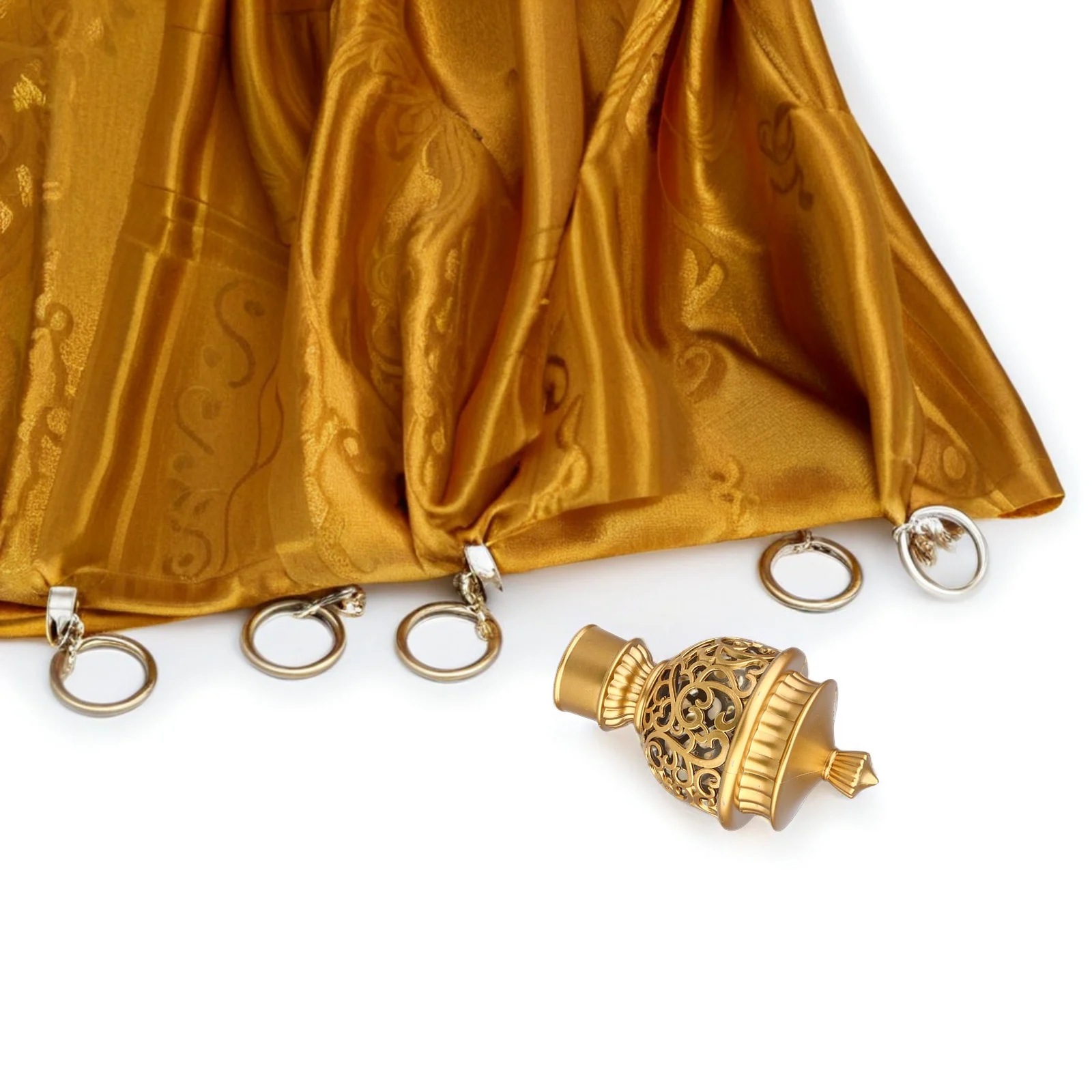 

6pcs CurtainRodEnds HollowFinials GoldDecorativePlugsforBedroom LivingRoom WindowDrapery HardwareAccessories CurtainsRodFittings