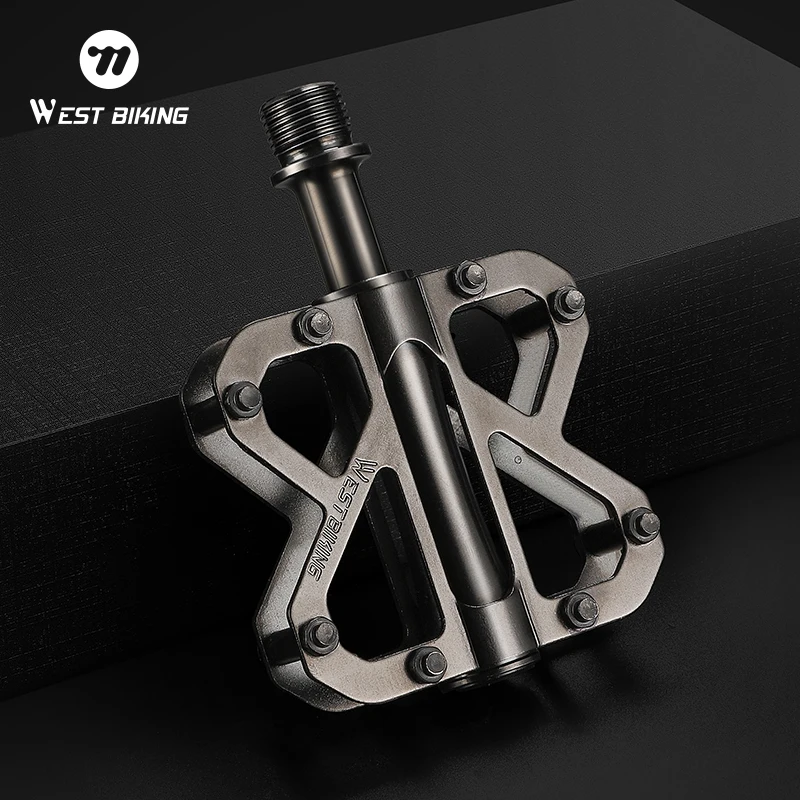 

WEST BIKING Lightweight All Titanium Bicycle Pedals 3 Bearings Widen Hollow Platform MTB Road Bike Pedals Anti-slip Cycling Part