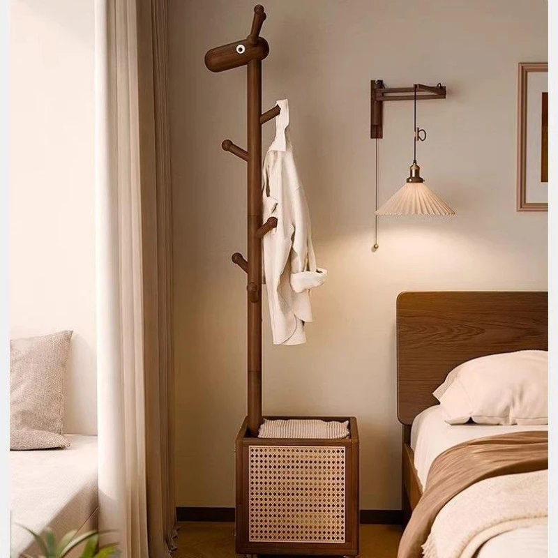Floor to ceiling bedroom living room mobile hanger dirty basket storage coat rack