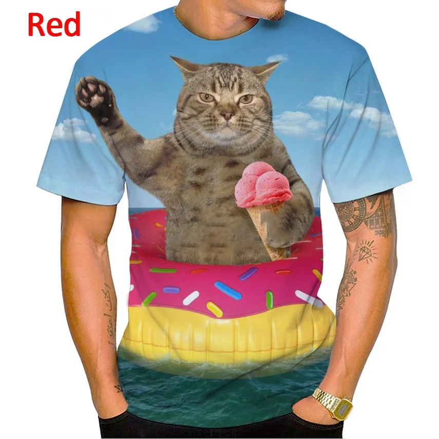 2022 New Creative 3D Printing Cat T-Shirt Unisex Round Neck Casual Funny Street Style Pullover T-Shirt