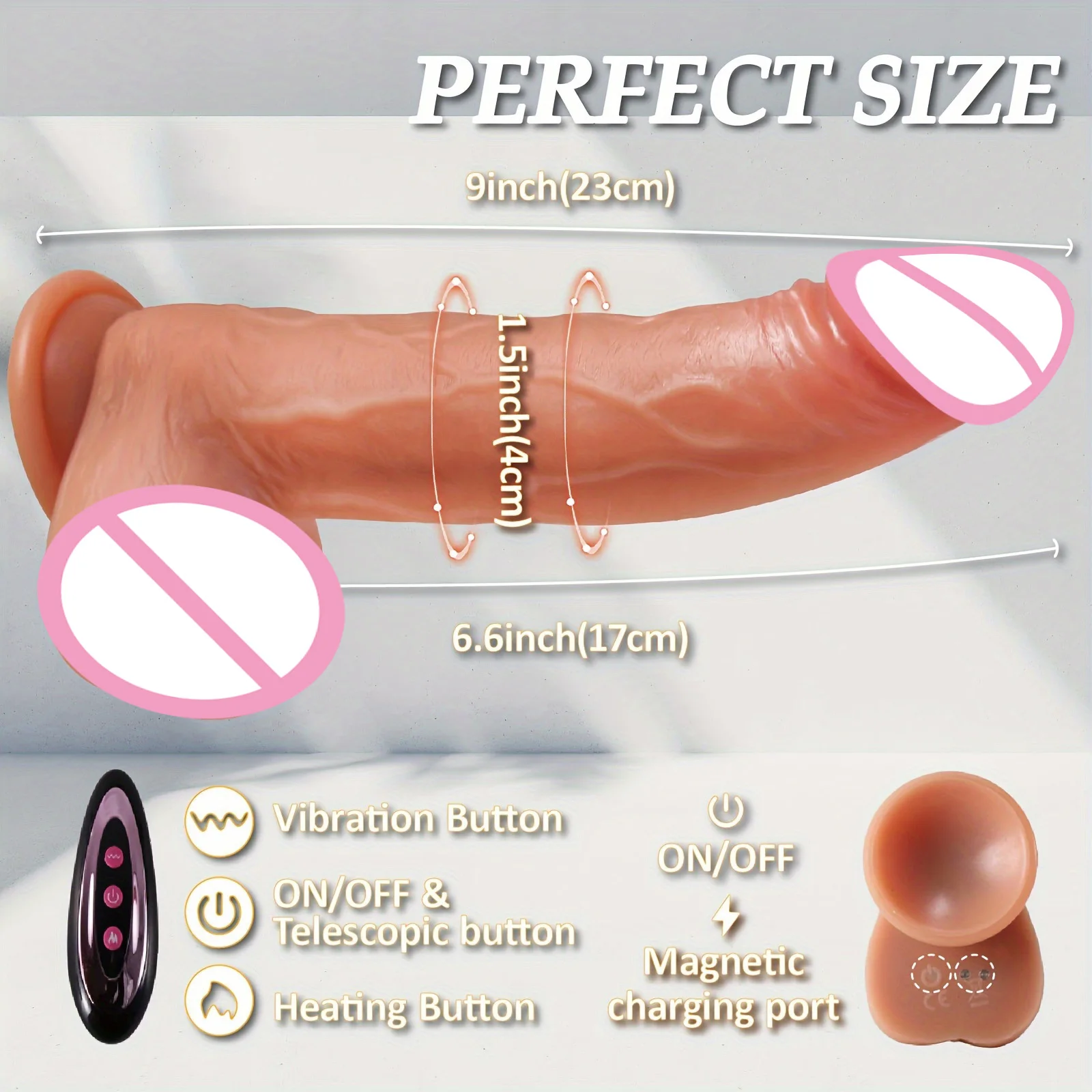 Realistic Dildo Telescopic Heating Vibrator Big Penis Penetration Anal  Female G-spot Vagina Stimulator Adult Sex Toys for Women