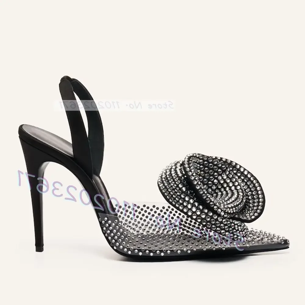 Spitze Strass Blume PVC Sandalen Frauen Sling back transparente High Heels Sandalen Sommer Runway weibliche Luxus Party Schuhe