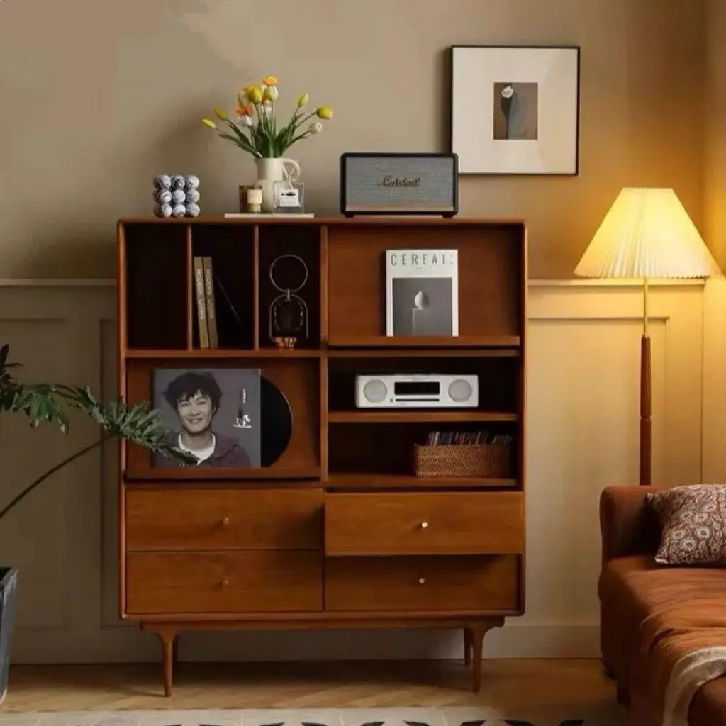 Nordic bookcase, sofa sideboard, retro storage cabinet, magazine cabinet, living room, second-hand small apartment, simple solid