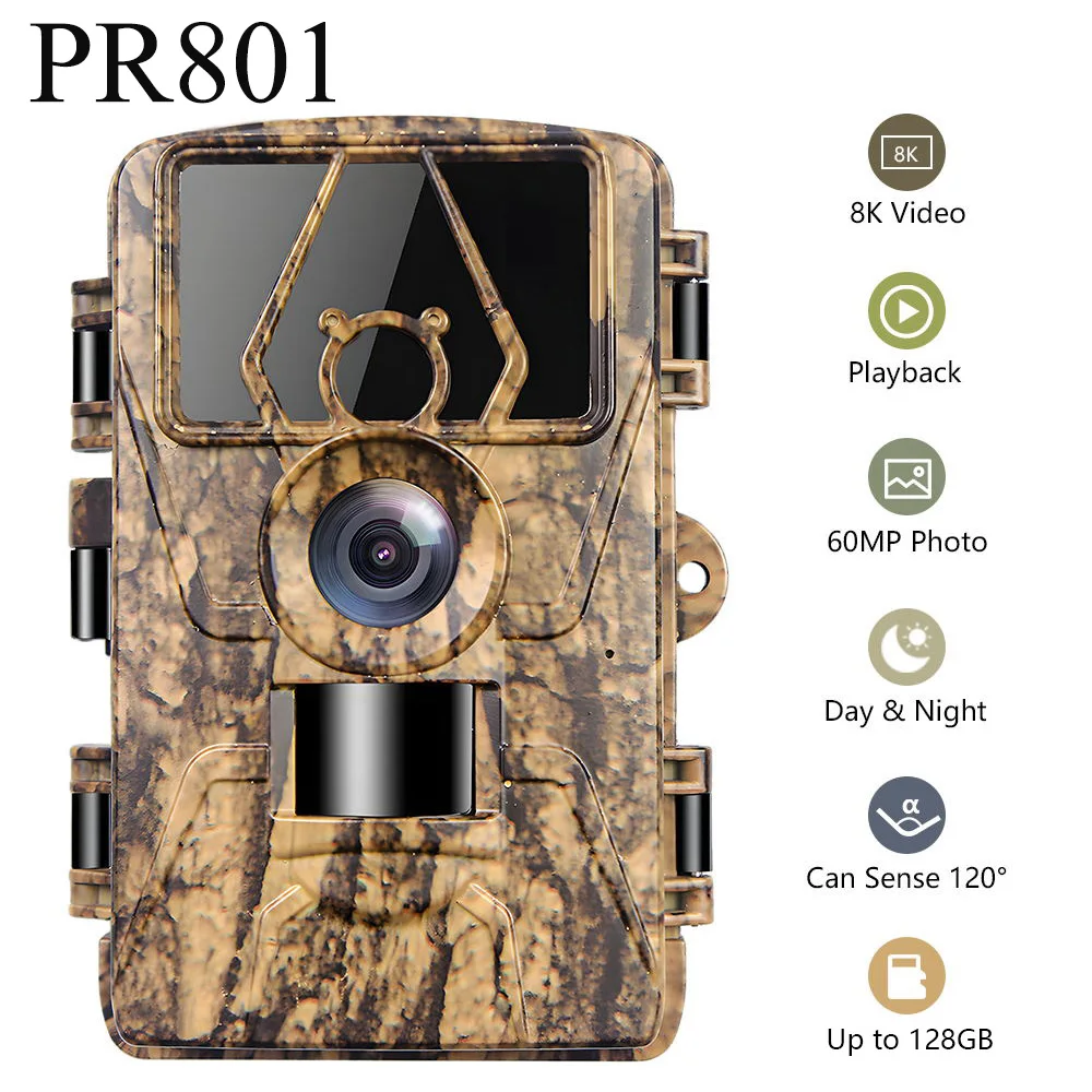 2024 Hunting Camera 8k 60MP Game Camera with No Glow Night Vision Motion Activated, Trai Camera for Outdoor Wildlife Monitoring