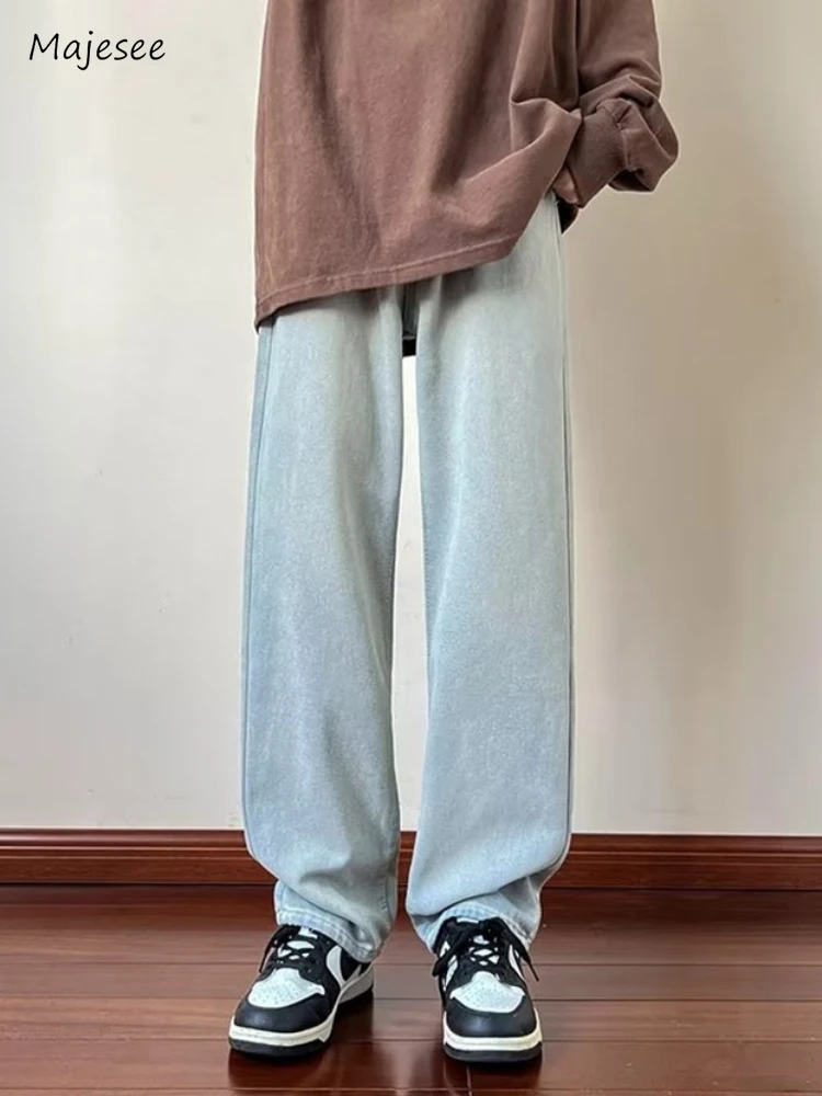 

Jeans Men Baggy Vintage American Style Denim Trousers All-match Chic Simple Full Length High Street Hip Hop Autumn Fashion Solid