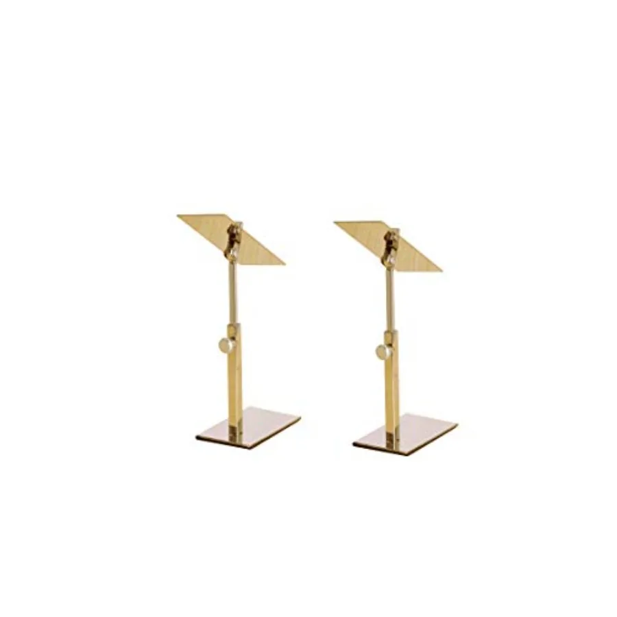 

BNN Two Pieces Metal Shoe Display Stand Riser Holder Adjustable Height Sandal Shoe Display Riser Gold Polished