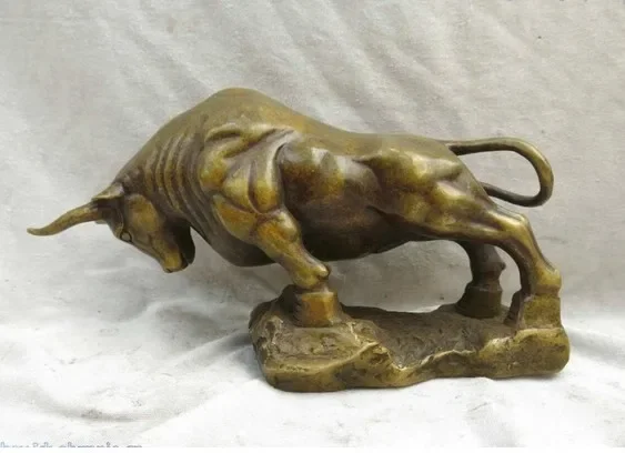 China brass copper workmanship strong equity market lucky ox Sculpture Statue