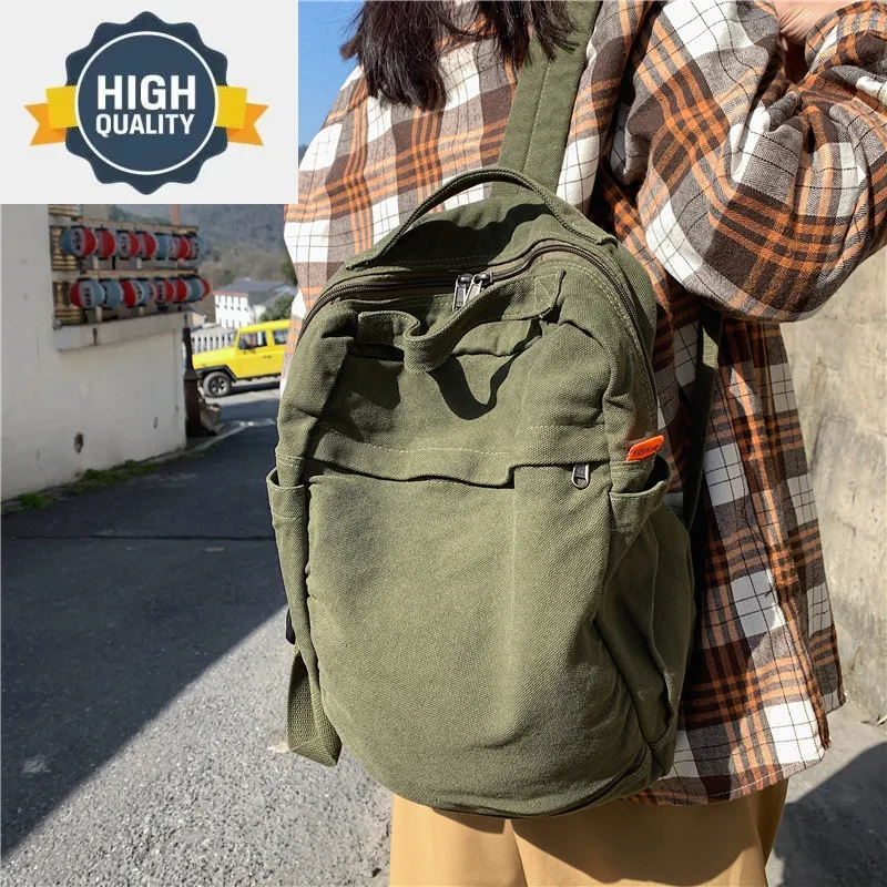 

shoulder bags, Lazy large capacitywashed canvas female solid color, no printing, student ancient computer backpacks.