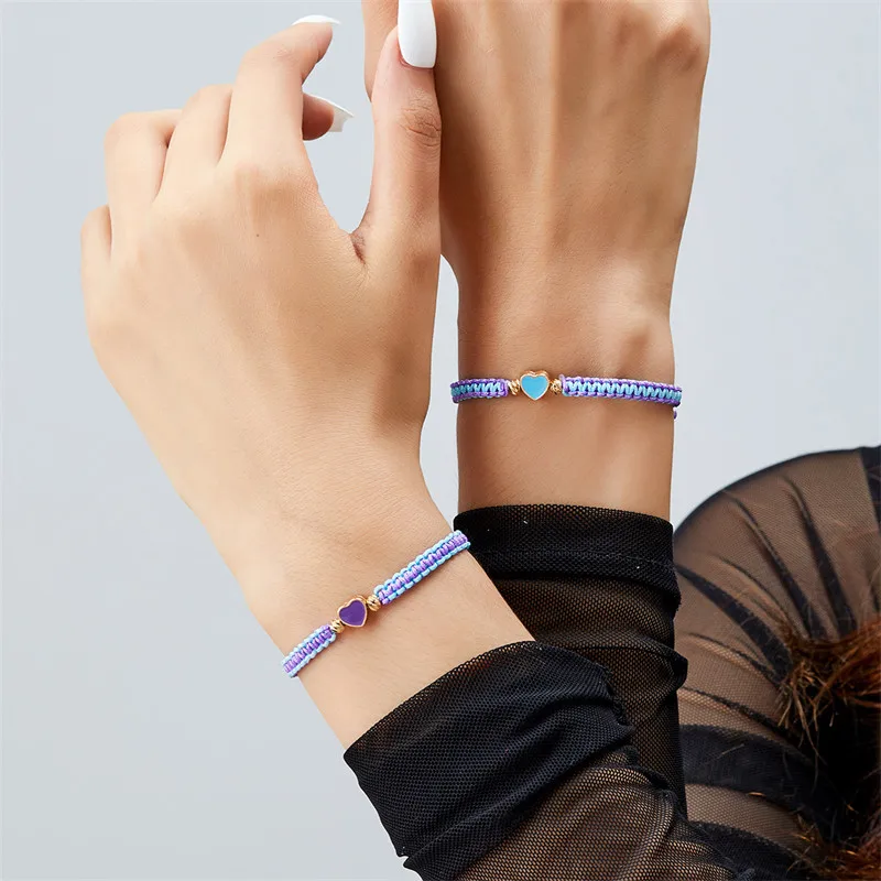 2er-Set mit farbenfrohen, herzförmigen, passenden Armbändern für Paare, Freundschaften, trendige Paar-Armbänder, Jahrestagsgeschenke zum Valentinstag – Detail 39